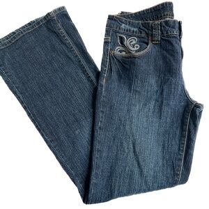 US Polo Assn Jeans Size 8 Blue Embroidered Pockets Bootcut Stretch 99% Cotton